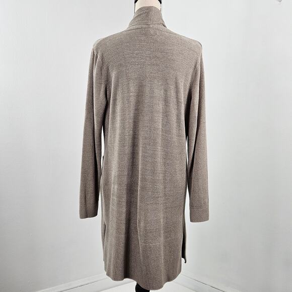 Barefoot Dreams Open Front Cardigan Sweater Long Neutral Taupe | Women's Medium - Picture 2 of 16